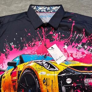 Robert Graham Splash Drifter Shirt 3XL Black Sports Car Pink Splatter NWT